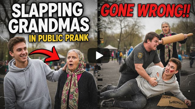 Slapping grandmas in public prank (GONE WRONG)